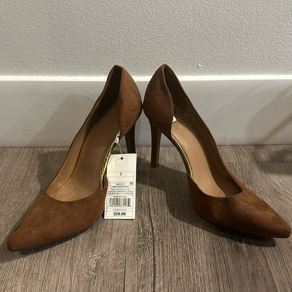 Medina Suede Pointed Heels Saddle Brown